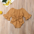 2019 Baby Summer Clothing Newborn Infant Baby Girl Bowknot Bodysuits Clothes Flare Long Sleeve Jumpsuit Bow Outfit Playsuits