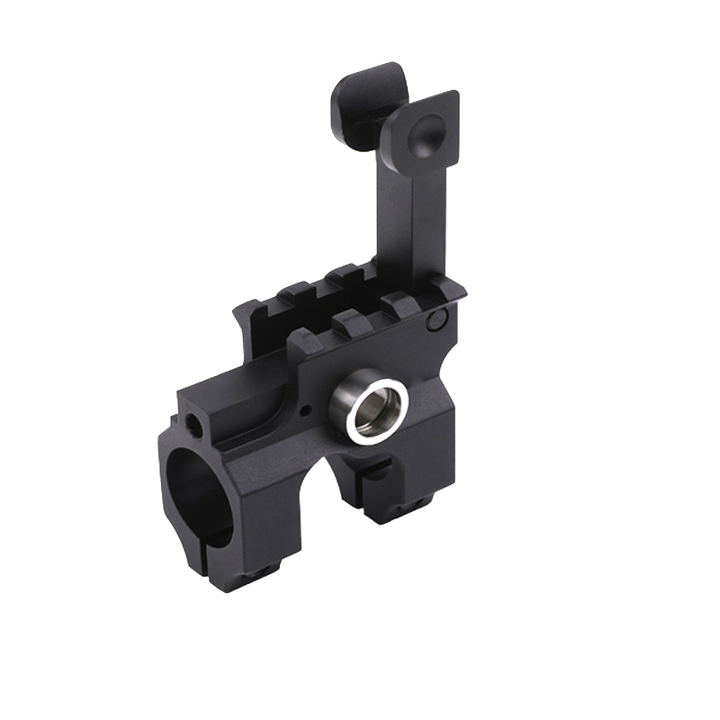 Tactical CNC Flip-Up Folding Front Iron Sight with Clamp-On Gas Block Mount and sling swivel for Hunting Airsoft AR15 /M4/15/16