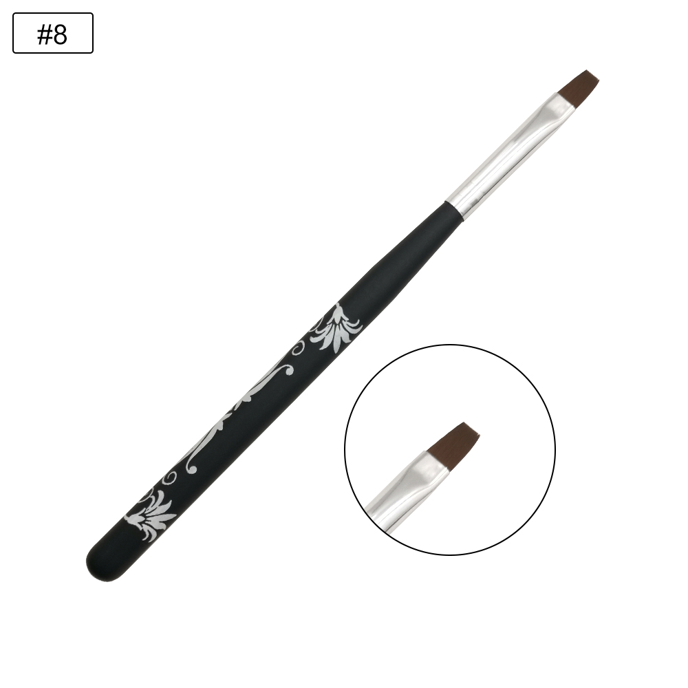 1pcs Black Nail Brush Wood Pole Metal Cover UV Gel Nail Brush Suitable for Professional Salon or Home Use Manicure Brushes