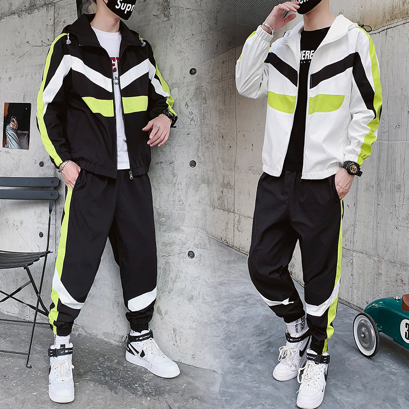 Men's Sportwear Jacket Men Hoodie + Harem Pant Two-piece Set Sweat Suit 2021 New Streetwear Hoodie Waterproof Men's Tracksuit