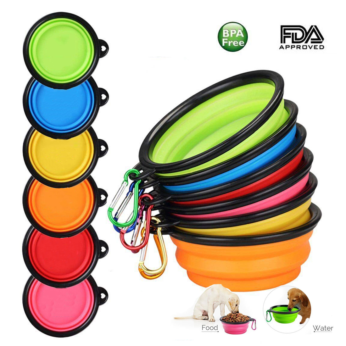 Pet Bowl Folding Silicone Portable Travel Bowl Collapsible Outdoor Feeder Water Bowl For Small Medium Dogs Cat Pet Accessories