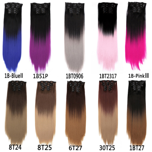 Alileader Recommend 22inch 30inch High Quality 26 Colors Synthetic Silky Straight 16 Clips Seamless Clip In Hair Extensions Supplier, Supply Various Alileader Recommend 22inch 30inch High Quality 26 Colors Synthetic Silky Straight 16 Clips Seamless Clip In Hair Extensions of High Quality
