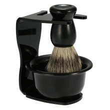 3in1 Men's Shaving Brush Kit Boar Bristle Hair Brush Acrylic Stand Holder With Shaving Foam Cream Soap Bowl Set