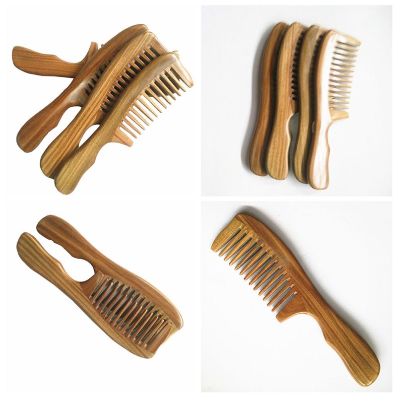 1pcs Handmade Fine Tooth No Static Green Sandalwood Pocket Hair Beard Mustache Comb Beauty Hair Combs Care Maquiagem Beauty