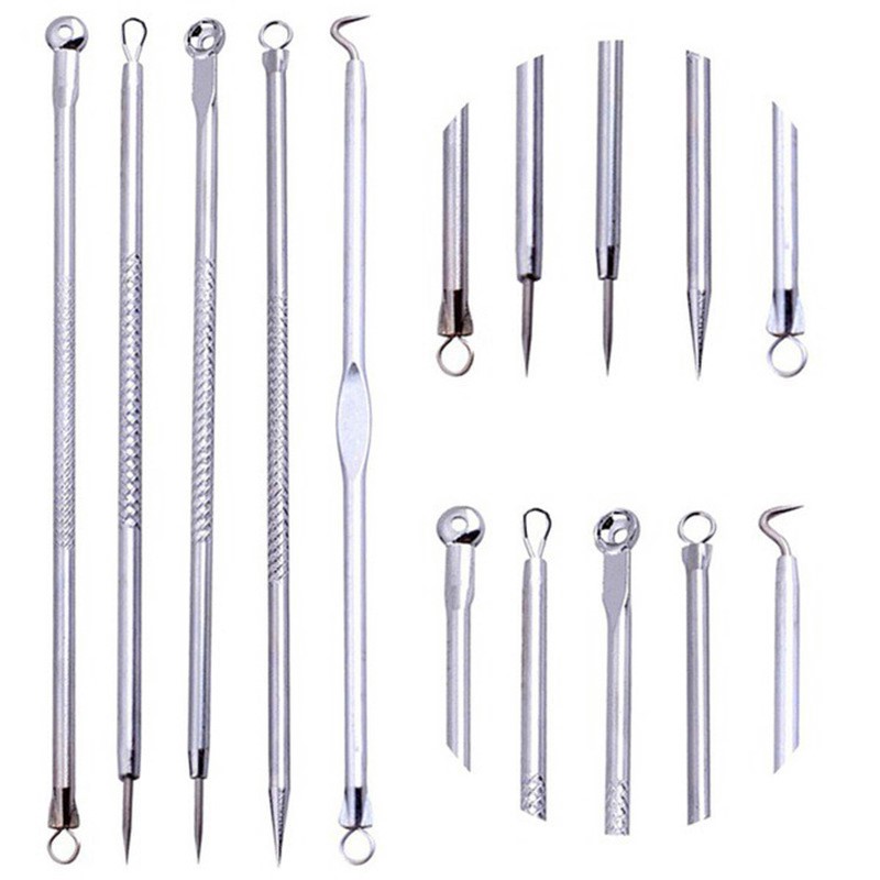 5PCS Blackhead Comedone Acne Pimple Remover Tool Spoon for Face Skin Care Tool Extractor Beauty Tool Needles Facial Pore Cleaner