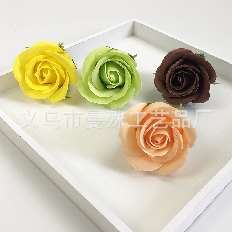 50PCS Korean Three-layer Rose Soap Flower Head Artificial Flower Soap Flower Bouquet Making Gift Box Souvenir Decoration