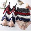 Women Seamless Bra Sets Letter Print Underwear Lace Lingerie Padded Bralette Sexy Panties Bra Set