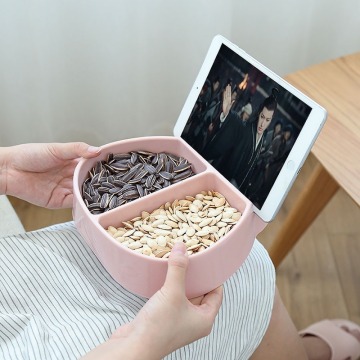 Creative Modern Living Room Lazy Artifact Snack Bowl Double Grid Snack Storage Box For Fruit Plate Or Mobile Phone Stand