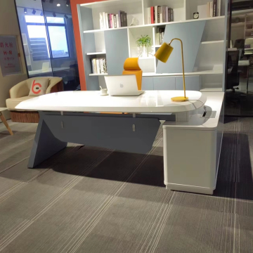 Glossy white with blue Office desk