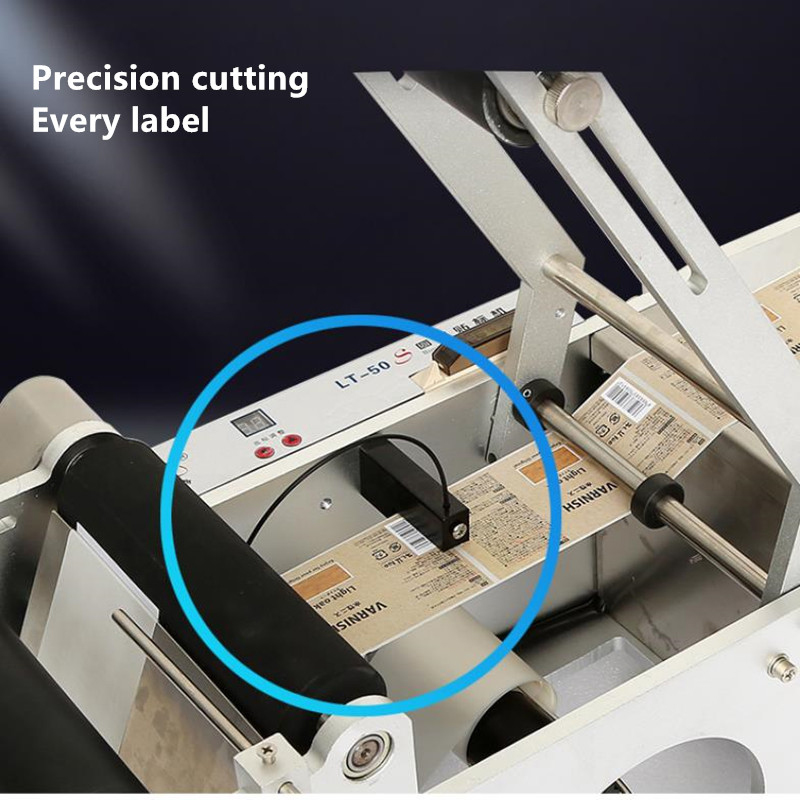 Semi Automatic Round Bottle Labeling Machine Label Applicator With Date Printer Self Adhesive Label Dispenser