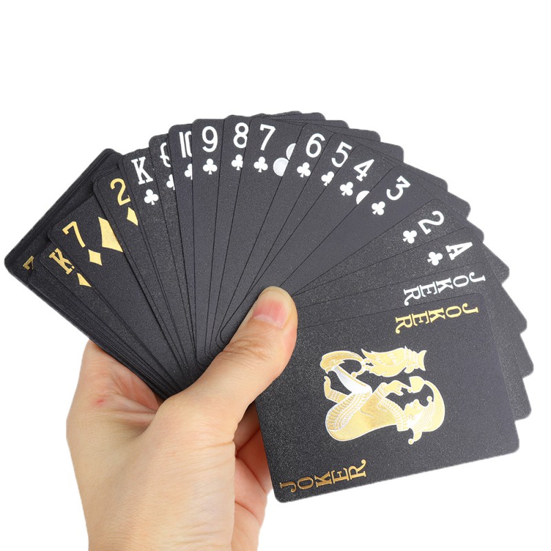 Creative Tyrant Gold Light Effect Black Gold Foil Playing Cards Plastic Waterproof Poker Gold Foil Poker Set Plastic Magic Card