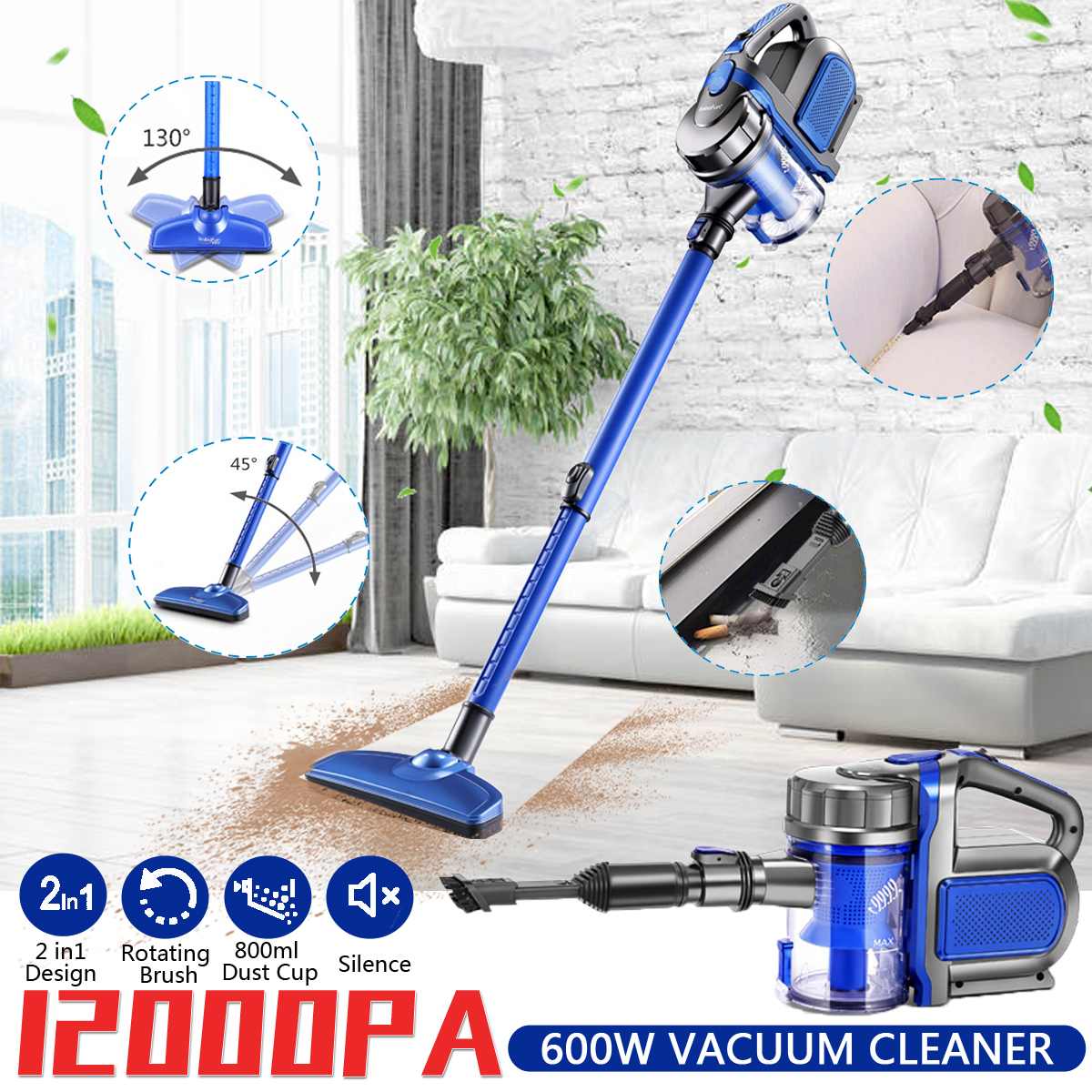 HOT 12000Pa 2 In 1 Handheld Cord Vacuum Cleaner Cyclone Strong Suction Dust Collector Handheld Vacuum Cleaner