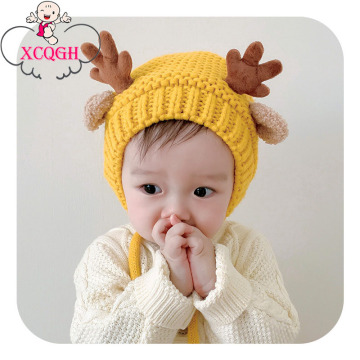 XCQGH Cute Deer Ear Protection Kids Child Newborn Baby Hat Cap Winter Warm Beanie Accessories