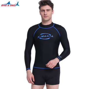 DIVE&SAIL Men Long Sleeve Diving Skin Lycra UPF 50+ Rash Guards Body Suits Snorkeling Jacket Anti-UV Wear Sports Clothes Surfing