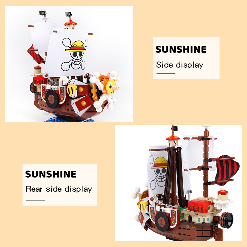 432pcs One Pieces Boats Thousand Sunny Pirate Ships Luffy Blocks Model Techinc Idea Figures Building Bricks Children Toys Gifts