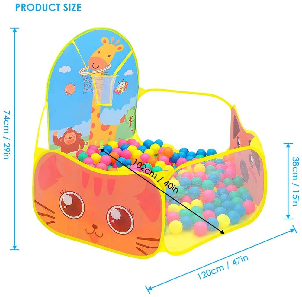1.2M Baby Playpen Playground Bebe Ball Pit Balls Dry Pool with Basketball Hoop Children`s Tent Park Portable Kids Balloons Toys