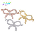 Juya DIY Bracelet Components Supplies Micro Pave Zircon Bowknot Connectors Accessories For Fashion Needlework Jewelry Making