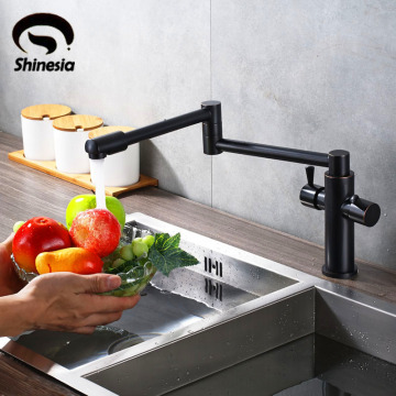 Oil Rubbed Bronze Solid Brass Long Spout Kitchen Sink Faucet Double Handles 360 Degree Rotating Mixer Tap