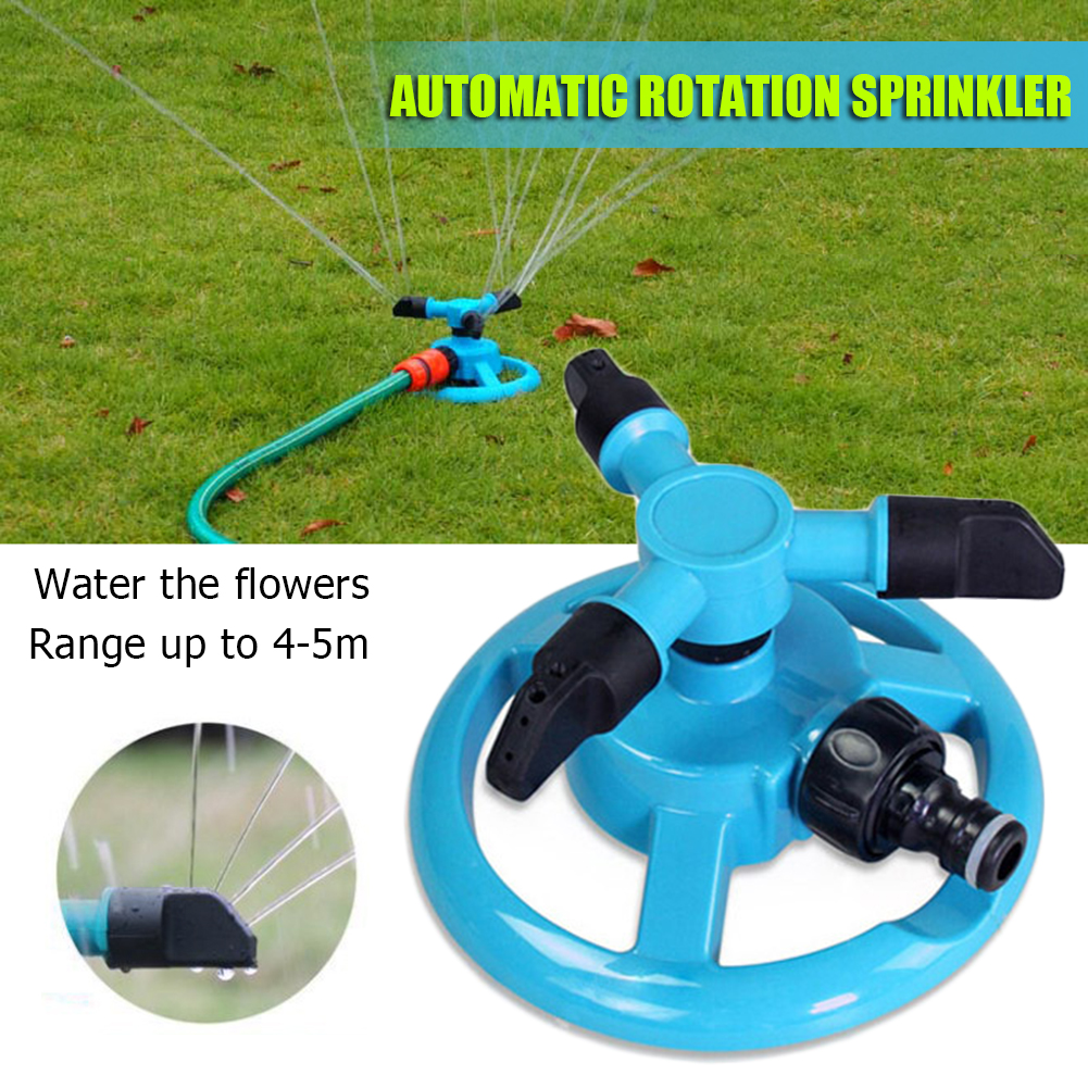 360 Degree Rotating Watering Sprinkle Head 3 Nozzler Auto Rotating Garden Grass Lawn Watering Sprinkler Irrigation System