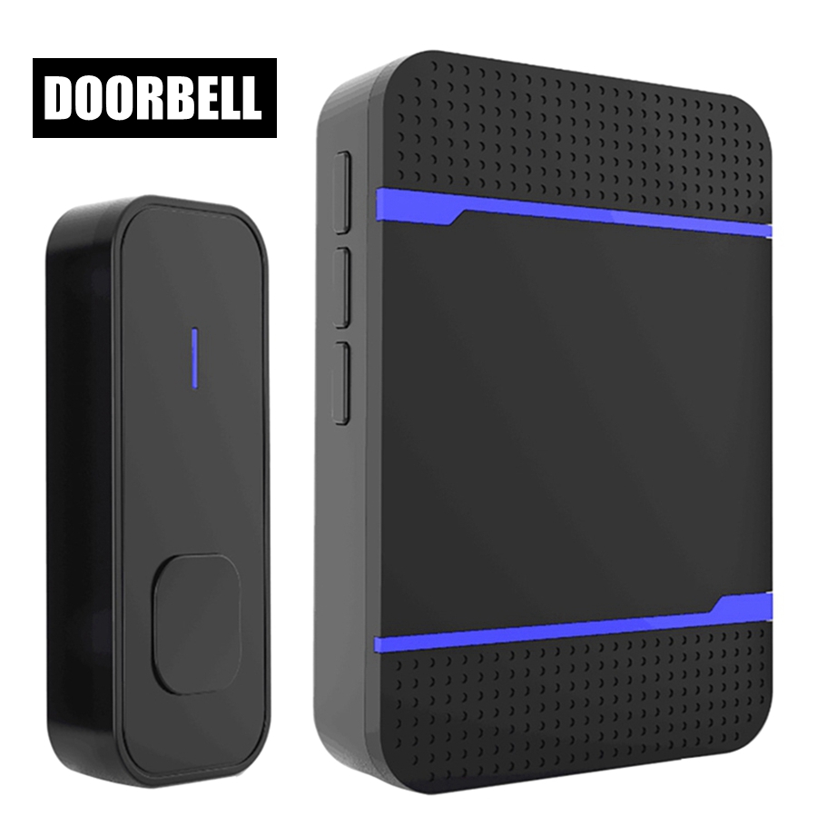 300m Remote Home Welcome Doorbell Wireless Doorbell IP68 Waterproof EU US Plug 55 Songs Door Bell Indoor Chime Black & White