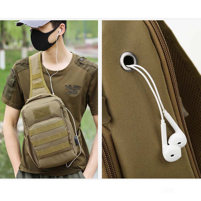 USB Camping Bag Tactical Chest Sling Backpack Military Army Shoulder Fishing Hiking Bags Travel Outdoor Bag Hunting Bags XA179A
