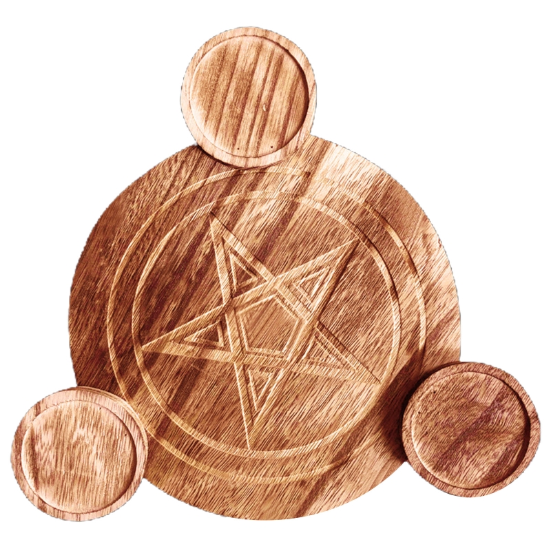 Wooden Candle Holder Astrology Pentacle Altar Plate Divination Magic Candlestick Table Energy Ornaments Tarot O20 20 Dropship