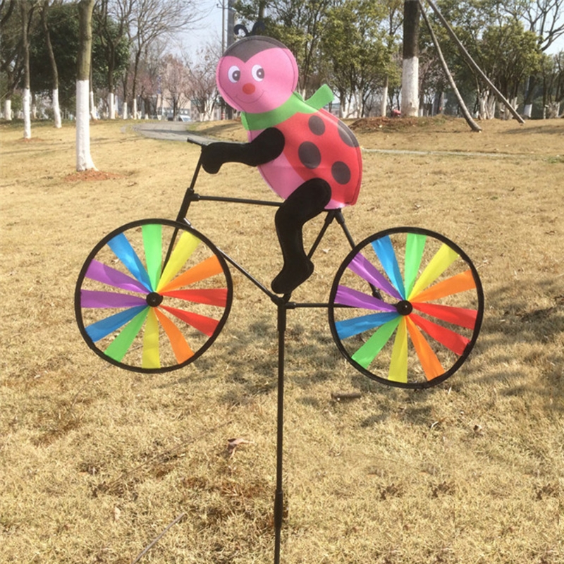 Cute 3D Animal on Bike Windmill Whirligig Garden Lawn Yard Decor Wind Spinner