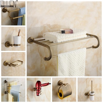 Antique Bronze Bath hardware Set Bathroom Accessories Shelf Soap Dish Toilet Paper Holder Soap Dispenser Robe Hook ELM53