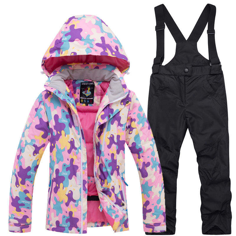 2018 Children Kids ski snow suit winter clothing waterproof jacket pants overalls teens girl boy sports outdoor wear set outfit