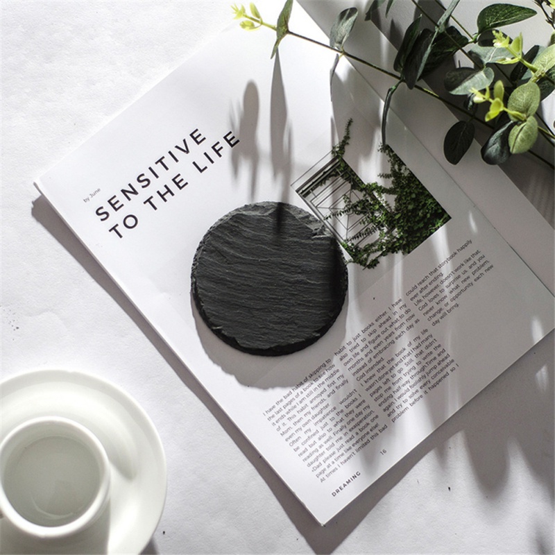 Slate Stone Coasters Round Placemat Fashion Style Table Mats Napkins Simple Design Tableware Kitchen Tool1