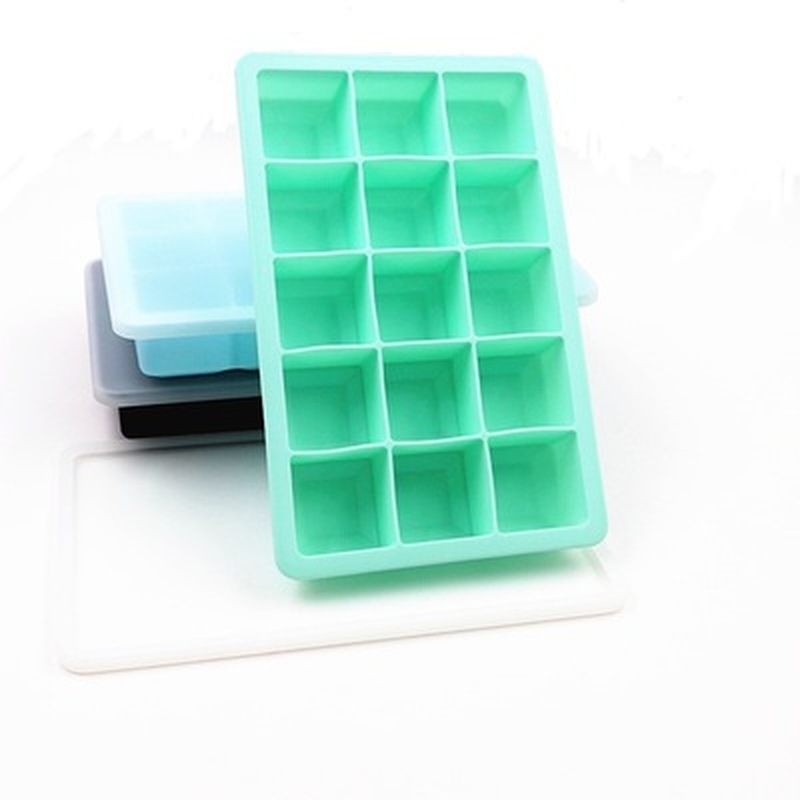 15 Grid Food Grade Silicone Ice Tray Home with Lid DIY Ice Cube Mold Square Shape Ice Cream Maker Kitchen Bar Accessories