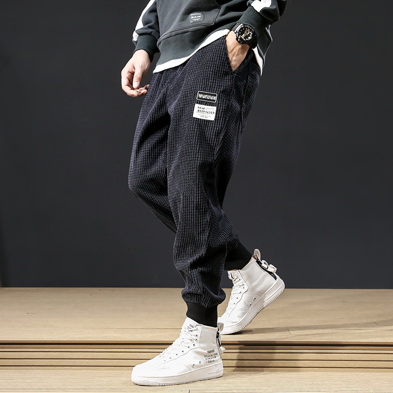 Newly Autumn Fashion Men Jeans Loose Fit Casual Corduroy Cargo Pants Wide Leg Harem Trousers Streetwear Hip Hop Jogger Pants Men