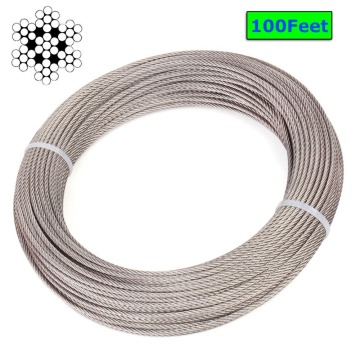 1/8 Inch 7x7 T316 Marine Grade Stainless Steel Aircraft Wire Rope for Deck Cable Railing Kit 100 164Feet