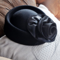 100% Wool Felt Winter Women Hat Brand Quality Classic Solid Flower Beret Caps Elegant Church Hat Wedding Fedora Flat Formal Hat