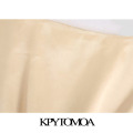 KPYTOMOA Women 2020 Fashion With Knot Cozy Cropped Blouses Vintage Short Turn-up Sleeves Back Elastic Female Shirts Chic Tops
