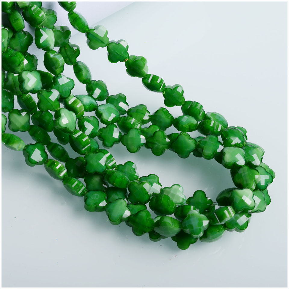 Colorful Clover Leaf Beads Clothing Accessories 12mm Crystal Lampwork Beads For Jewelry Making
