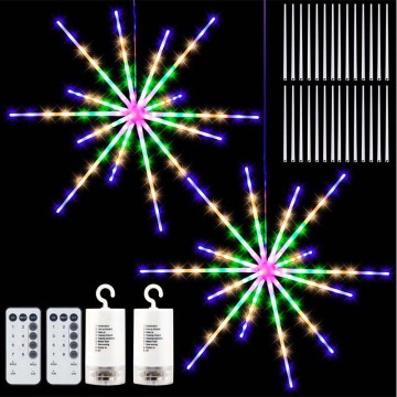 LED String Lights Firecracker Hanging Starburst Lamp DIY Firework Stream Lights Garland Festival Decor Remote Twinkle Lights