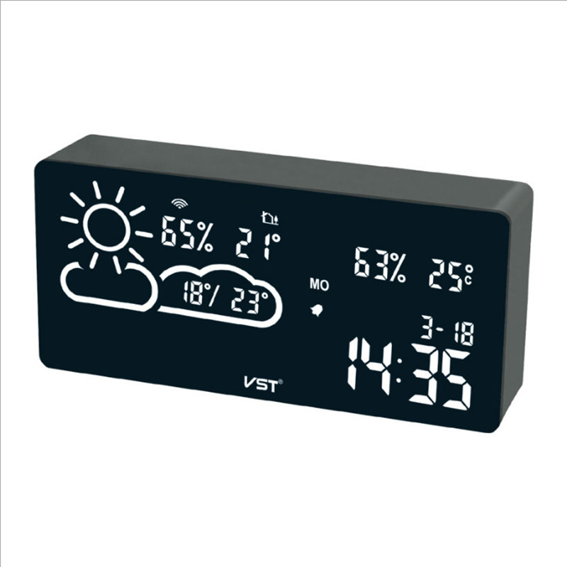 New WiFi Network Alarm Clock Weather Station Temperature Backlight Table Clock Living Room Office Bedroom Desk Clock Smart APP