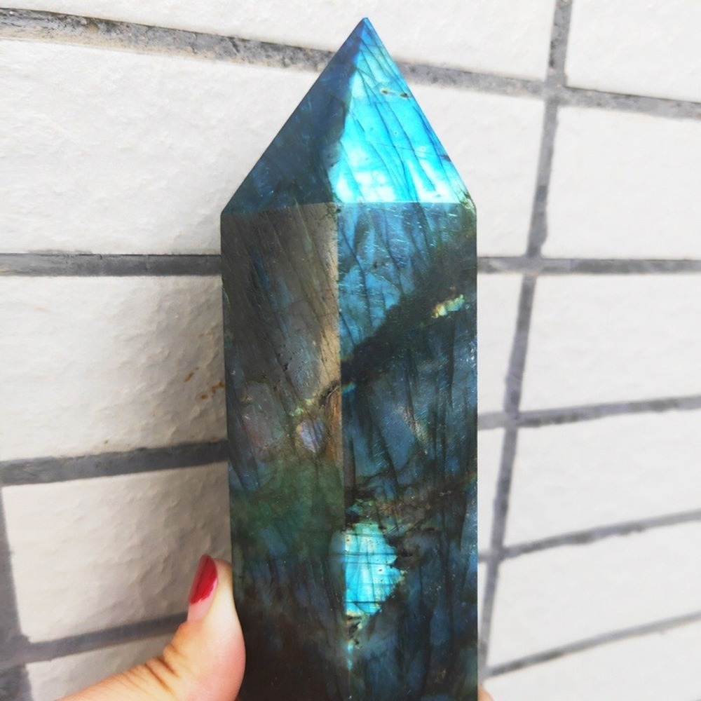 Natural Quartz Obelisk Healing Colorful Labradorite Crystals Point Wands