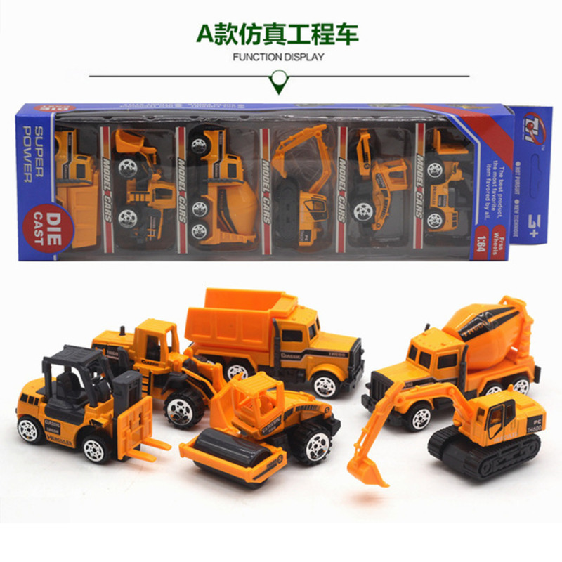 5 PCS/Set Alloy Engineering Tractor Car Truck Airplane Model Hotwheels Toys For Children Classic Racing Car Boys Vehicle Gift