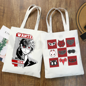 Persona 5 P5 Game Ryuji Sakamoto Futaba Sakura Graphic Cartoon Print Shopping Bags Girls Fashion Casual Pacakge Hand Bag