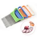 Stainless Steel Onion Cutter Onion Fork Fruit Vegetables Cutter Slicer Cutter Knife Cutting Safe Aid Holder Kitchen Accessories