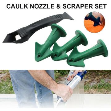 Reusable Silicone Caulk Nozzles Plastic Scraper Set Sealing Caulking Sealant Tools Kit Rubber Trowel Nozzle For Floor Finishings