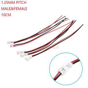 10SET 100MM mini micro JST 1.25 2pin male female plug connector with wire 1.25MM 2pin cable