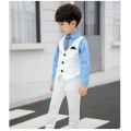 6pcs Children's Formal Suit Set Flower Boys Wedding Party Performance White Costume Kids Blazer Vest Pants Shirt Tie Clothes