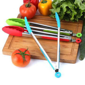 8 inch Stainless Steel Silicone Food Tong Kitchen Tongs Silicone Non-slip Cooking Clip Clamp BBQ Grill Tools Kitchen Accessories