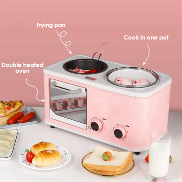 Multifunction 3-in-1 Electric Breakfast Station Toaster Oven Griddle Electric Bread Grill Mini Bread Toaster Baking Oven EU 220V