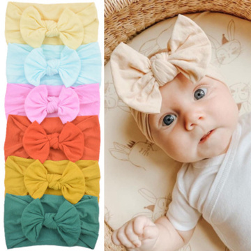 Lovely Baby Headband Soft Cotton Big Bows Headband Solid Color Newborn Elastic Hair Bands Infant Baby Girl Hair Accessories