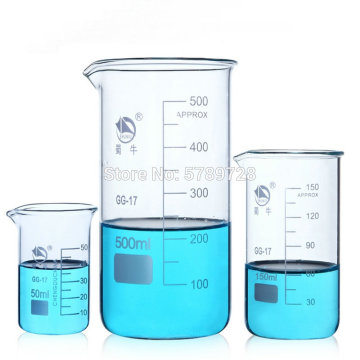 1set High borosilicate glass beaker with scale,High-type clear glass measuring cup including 50ml 150ml 500ml Lab glassware