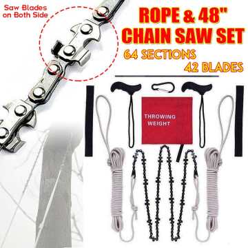 48 Inch High Reach Chain Saw Rope Tool Kit Cutter on Both Sides 64 Sections 42 Blades Wood Chain Saw Outdoor Camping Tool